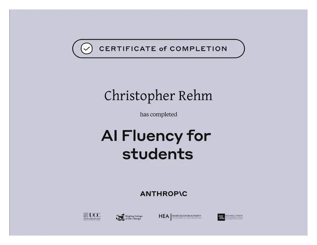 Certificate: AI Fluency for Students