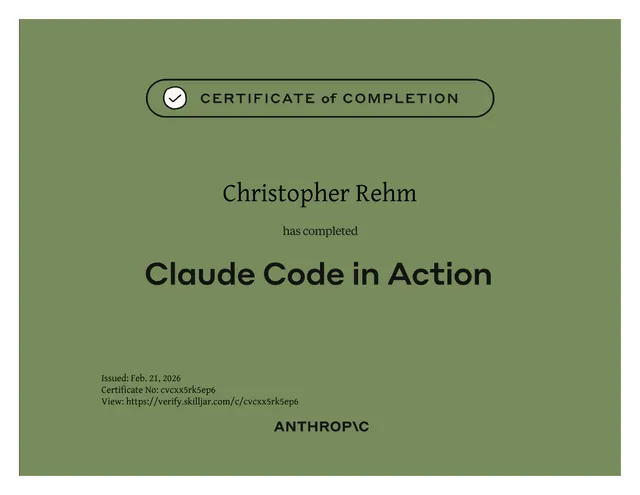 Certificate: Claude Code in Action