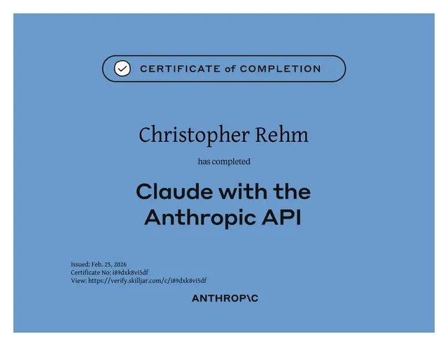 Certificate: Claude with the Anthropic API