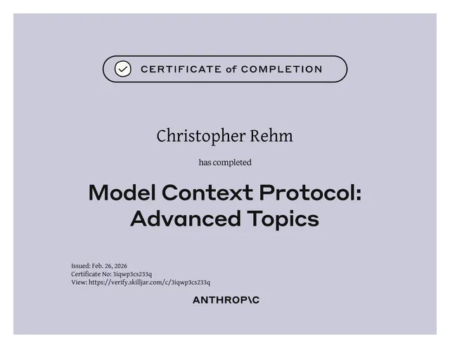 Certificate: Model Context Protocol: Advanced Topics