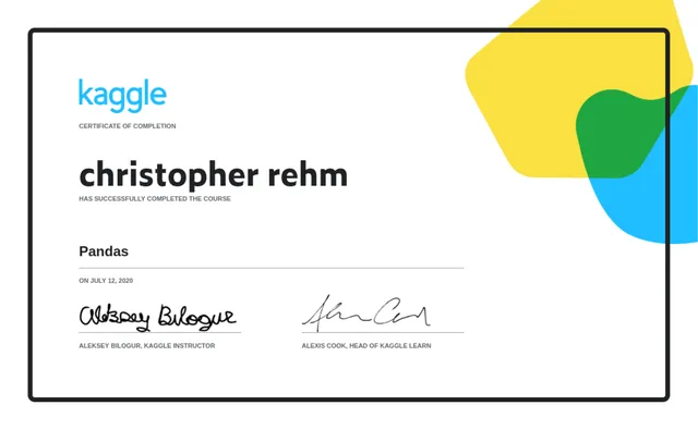 Certificate: Pandas