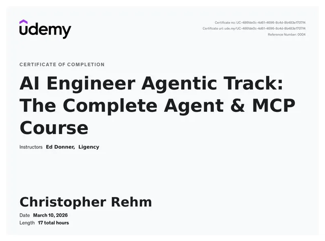Certificate: AI Engineer Agentic Track: The Complete Agent & MCP Course