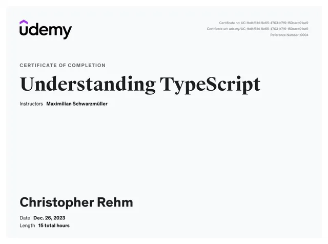 Certificate: Understanding TypeScript